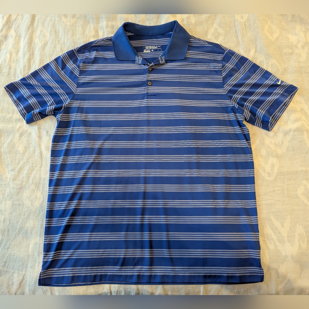 Nike Blue Striped Polo Shirt